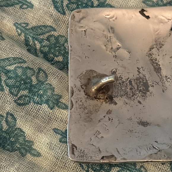 Navajo Sterling Silver Turquoise & Coral Chip Inlay  Belt Buckle - Picture 9 of 9